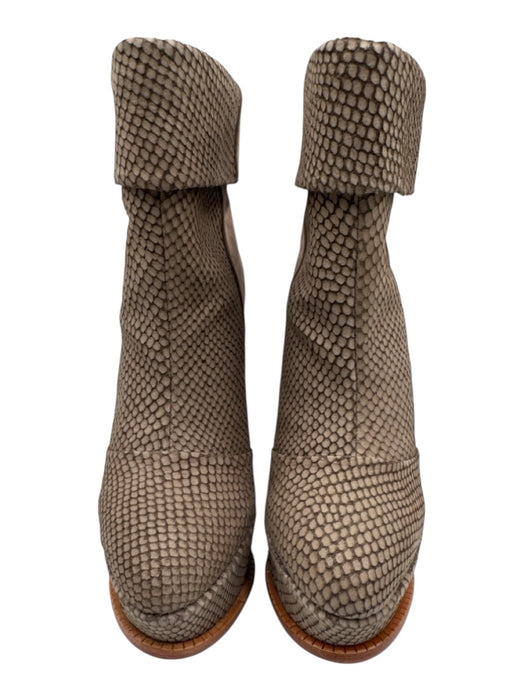 Dolce Vita Shoe Size 6.5 Taupe Gray Leather & Manmade Snake Embossed Booties Taupe Gray / 6.5