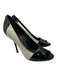 Gucci Shoe Size 6.5 Black & White Patent Leather Nubuck Peep Toe Stiletto Pumps Black & White / 6.5