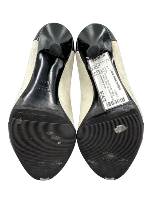 Gucci Shoe Size 6.5 Black & White Patent Leather Nubuck Peep Toe Stiletto Pumps Black & White / 6.5