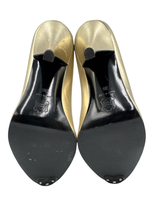 Pierre Hardy Shoe Size 36 Gold Leather Upper Metallic Peep Toe Stiletto Pumps Gold / 36