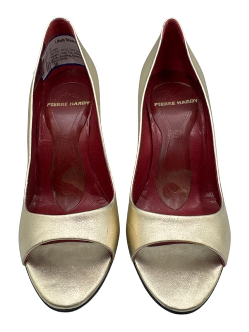 Pierre Hardy Shoe Size 36 Gold Leather Upper Metallic Peep Toe Stiletto Pumps Gold / 36
