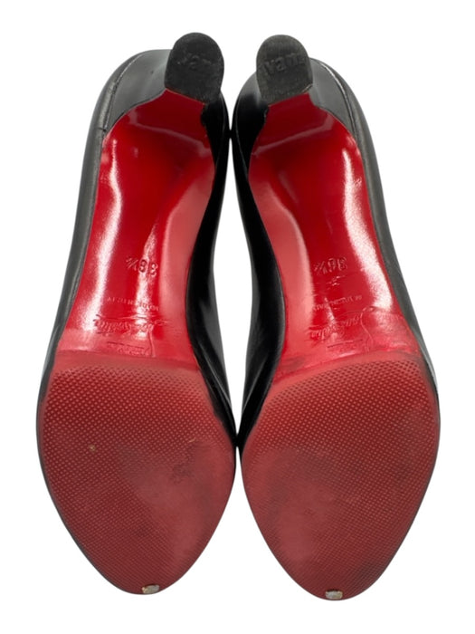 Christian Louboutin Shoe Size 36.5 Black Leather Upper Peep Toe Platform Pumps Black / 36.5