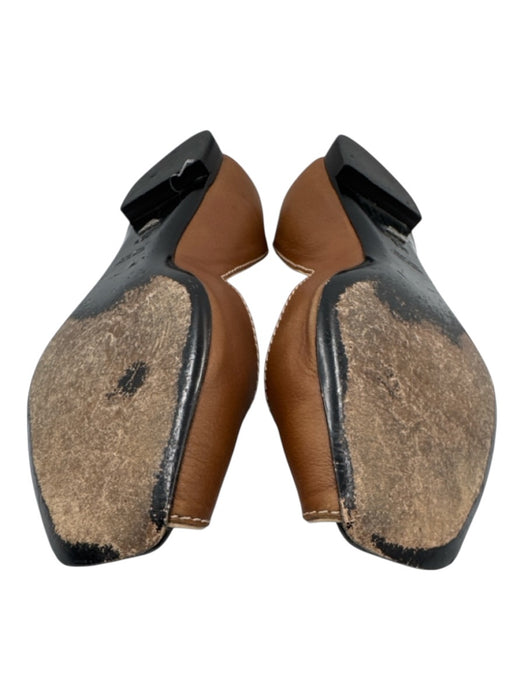 Emporio Armani Shoe Size 36.5 Brown Leather Upper Peep Toe Square Toe Pump Flats Brown / 36.5