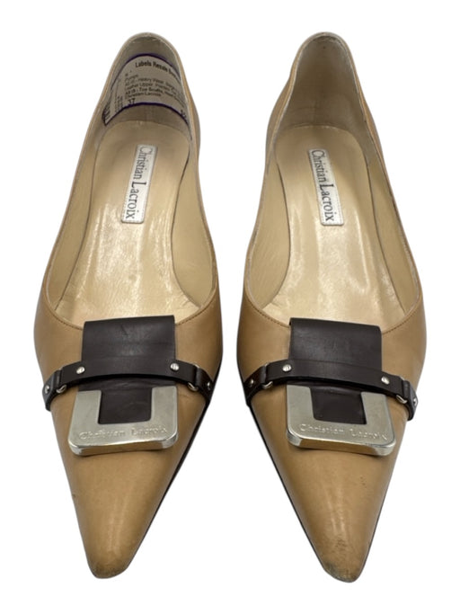 Christian Lacroix Shoe Size 37 Beige & Brown Leather Upper Pointed Toe Pumps Beige & Brown / 37