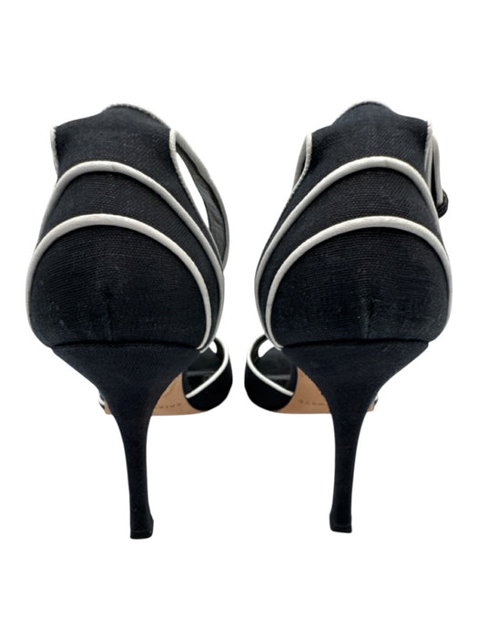 Brian Atwood Shoe Size 36.5 Black & White textile upper Contrast Trim Sandals Black & White / 36.5