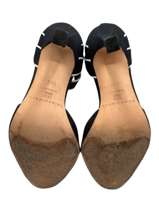 Brian Atwood Shoe Size 36.5 Black & White textile upper Contrast Trim Sandals Black & White / 36.5