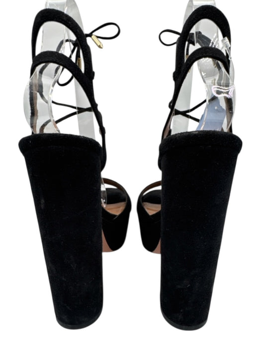 Aquazzura Shoe Size 36.5 Black Suede Ankle Tie Strappy Platform Sandals Black / 36.5