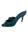 Gucci Shoe Size 6.5 Teal Blue Leather Silver Tone Accent Bamboo Detail Bow Mules Teal Blue / 6.5