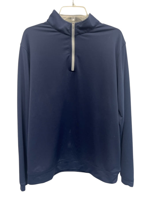 Peter Millar Size L Navy Synthetic Solid Athletic Quarter Zip Long Sleeve Shirt Navy / L