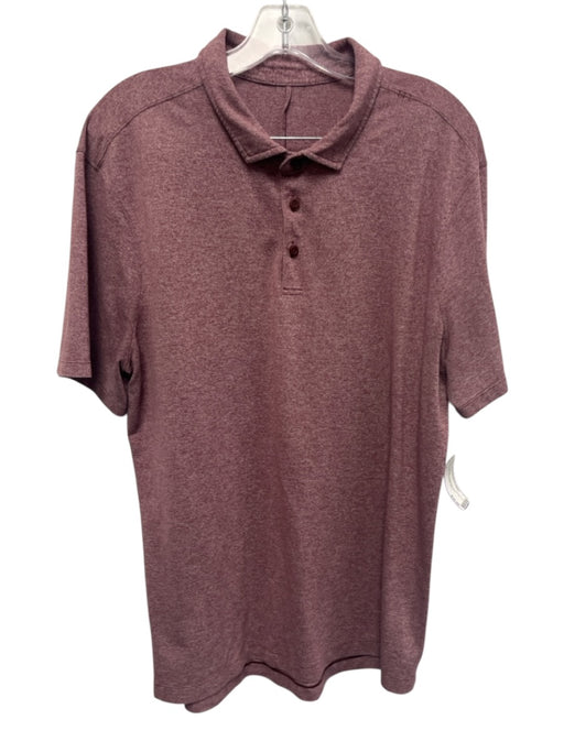 Lululemon Size L Red Synthetic Heathered Polo Athleisure Men's Short Sleeve Red / L
