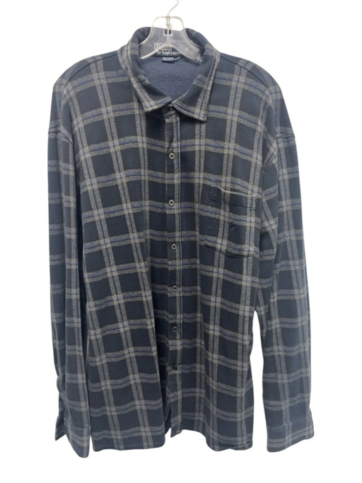 Polo Size XL Navy & Gray Cotton Plaid Button Up Men's Long Sleeve Shirt Navy & Gray / XL