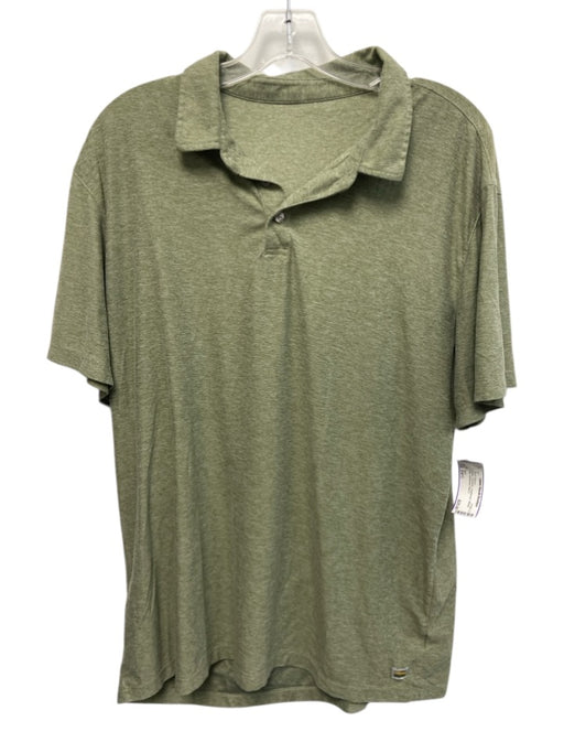 Vuori Size Est L Green Synthetic Heathered Athletic Polo Men's Short Sleeve Green / Est L
