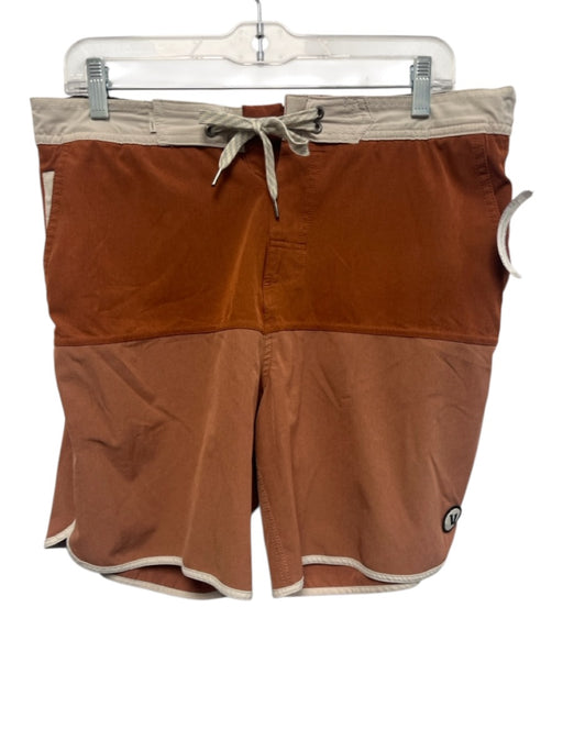 Vuori Size Est L Orange Synthetic Solid Athletic Waist Tie Men's Shorts Orange / Est L