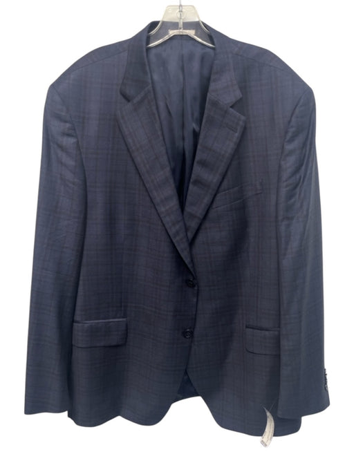 Peter Millar Blue & Brown Wool Plaid 2 Button Men's Blazer Blue & Brown / 48