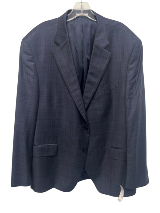 Peter Millar Blue & Brown Wool Plaid 2 Button Men's Blazer Blue & Brown / 48