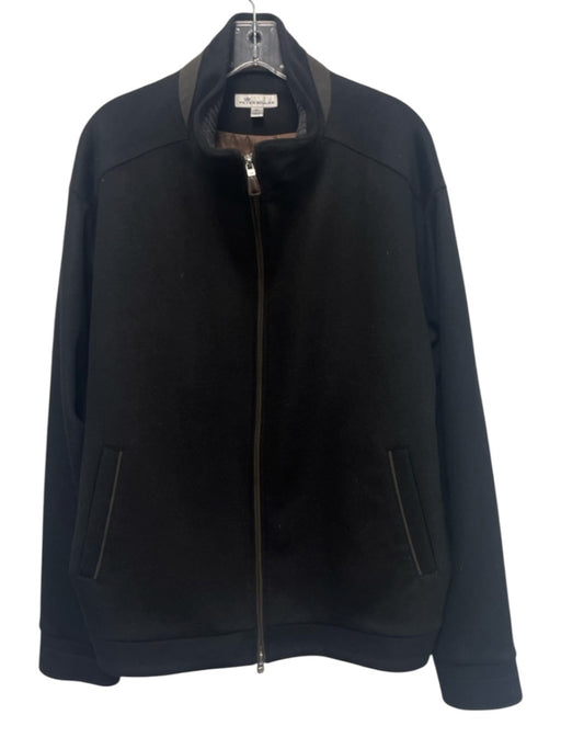 Peter Millar Size XL Black Wool & Cashmere Blend Solid Zip UP Men's Jacket Black / XL