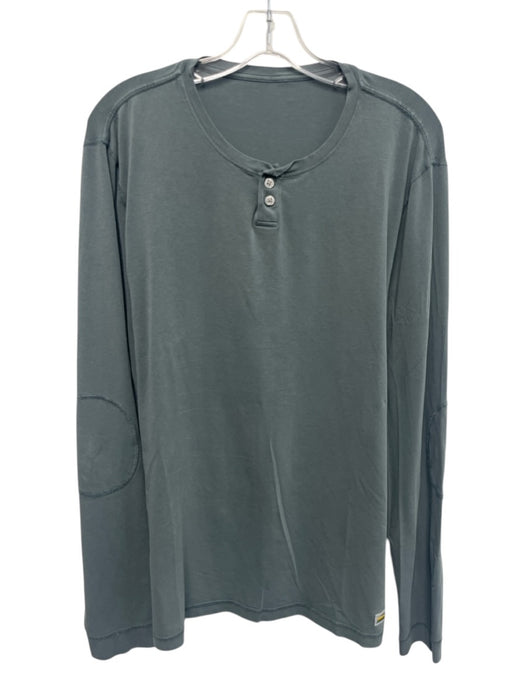 Vuori Size Est L Blue Synthetic Solid Athletic Henley Men's Long Sleeve Shirt Blue / Est L