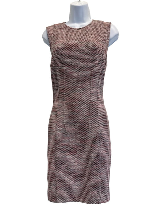 Theory Size 8 Red, White, Navy Blue Cotton & Viscose Knit Stripe Back Zip Dress Red, White, Navy Blue / 8