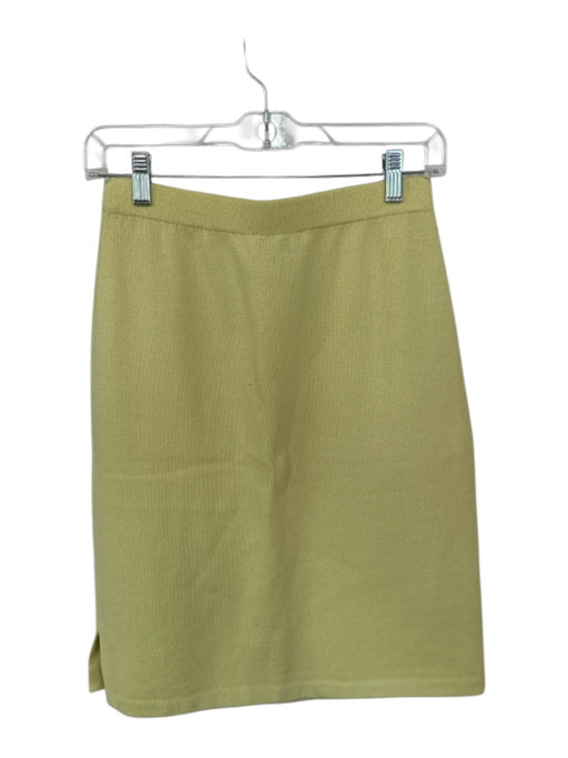 St. John Evening Size 4 Chartreuse Wool Blend Elastic Waist Knit Pencil Skirt Chartreuse / 4
