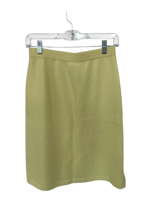 St. John Evening Size 4 Chartreuse Wool Blend Elastic Waist Knit Pencil Skirt Chartreuse / 4