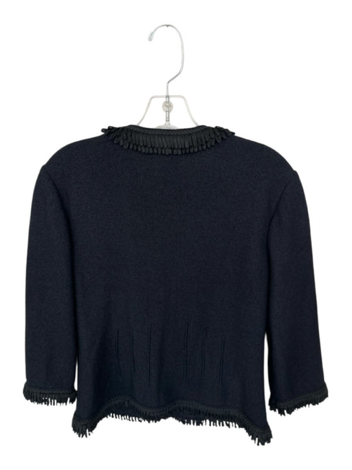 St. John Collection Size 6 Black Wool Blend Long Sleeve Fringe Full Zip Jacket Black / 6