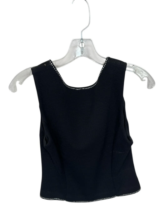 St. John Evening Size 4 Black & Silver Wool Blend Sleeveless Sequins Top Black & Silver / 4