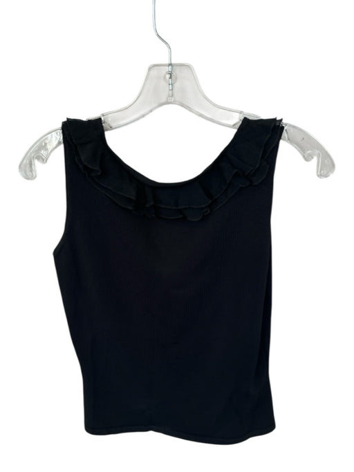 Size Est S Black Sleeveless Ruffles V Neck Top Black / Est S