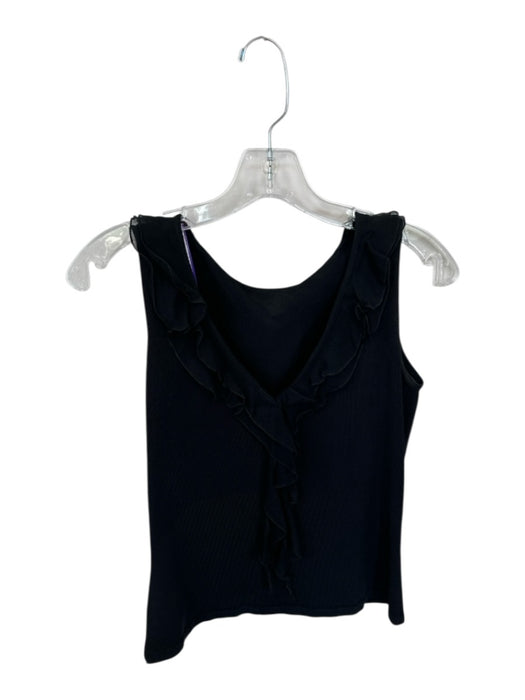Size Est S Black Sleeveless Ruffles V Neck Top Black / Est S