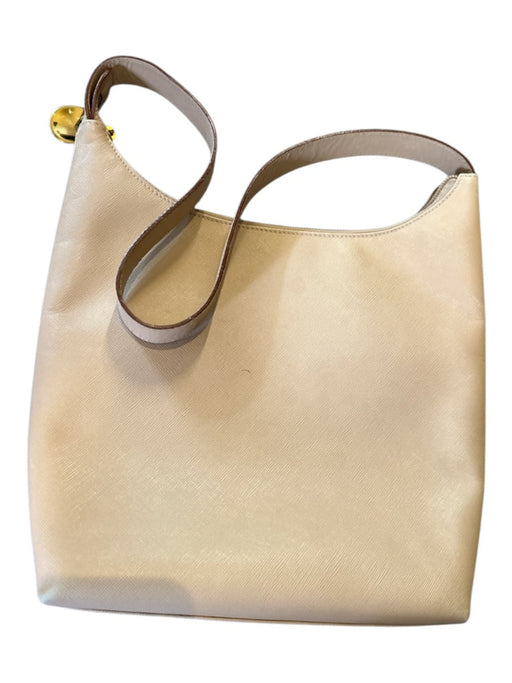 Salvatore Ferragamo Tan Leather Shoulder Strap Outer Pocket Zip Close Bag Tan / S