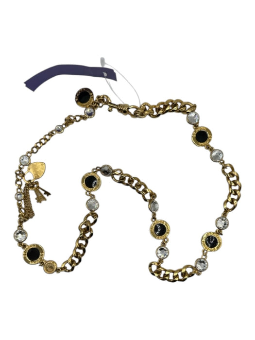 St. John Gold & Black Metal Chain Locket Rhinestones Belts Gold & Black / ADJUSTABLE