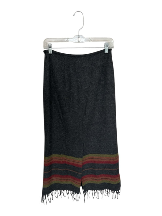 Sundance Size 4 Gray & Red Wool Side Zip Fringe Midi Skirt Gray & Red / 4