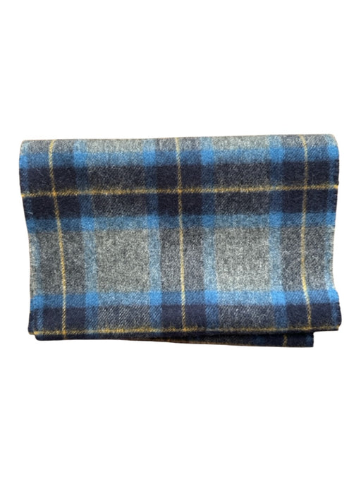 Christian Dior Gray & Navy Wool Plaid Fringe scarf Gray & Navy / One Size