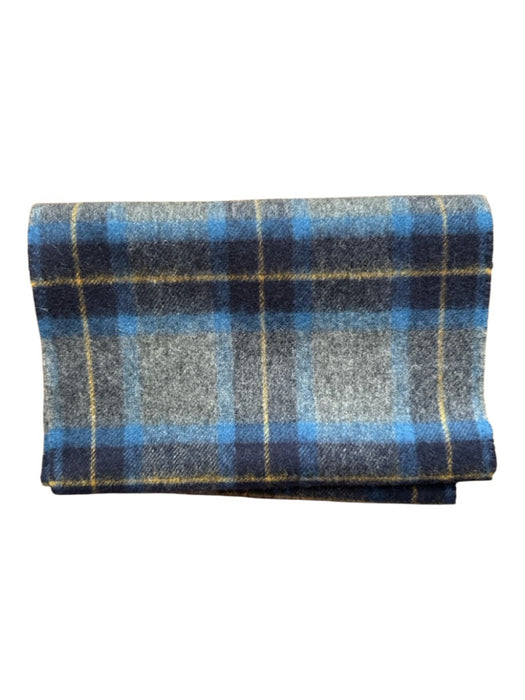 Christian Dior Gray & Navy Wool Plaid Fringe scarf Gray & Navy / One Size