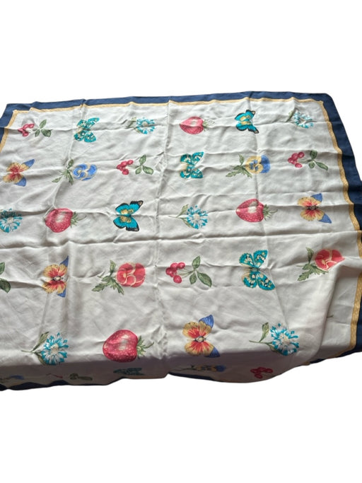 Echo Navy & Cream Silk Fruit scarf Navy & Cream / L