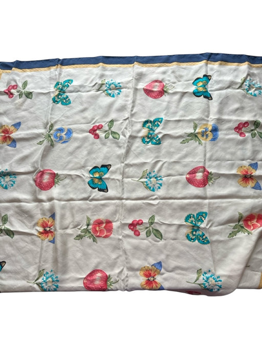Echo Navy & Cream Silk Fruit scarf Navy & Cream / L