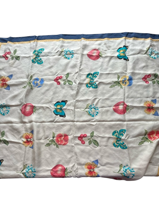 Echo Navy & Cream Silk Fruit scarf Navy & Cream / L