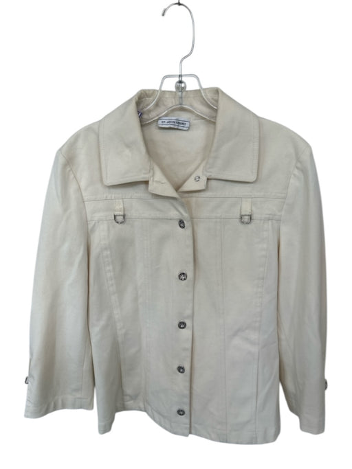 St. John Sport Size Est M Cream Cotton Blend Long Sleeve Button Down Jacket Cream / Est M