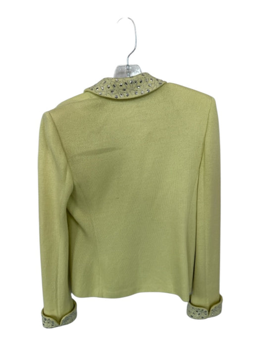 St. John Evening Size 2 Chartreuse Wool Knit Rhinestone Detail Jacket Chartreuse / 2
