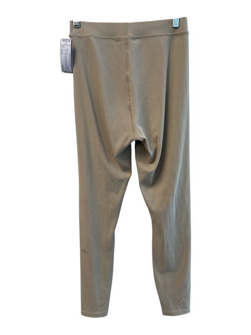 Alo Yoga Size Small Khaki Polyester Ribbed Stretch Waist Seam Detail Leggings Khaki / Small