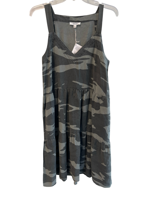 Splendid Size Small Green Viscose Blend Camoflage Sleeveless Pockets Dress Green / Small