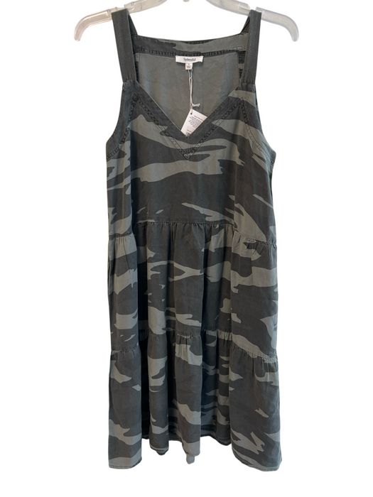 Splendid Size Small Green Viscose Blend Camoflage Sleeveless Pockets Dress Green / Small