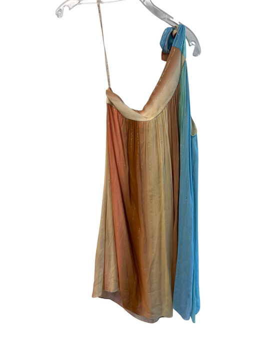 Dress to Size P/S Orange, blue & yellow Viscose Lined Metallic Thread Dress Orange, blue & yellow / P/S