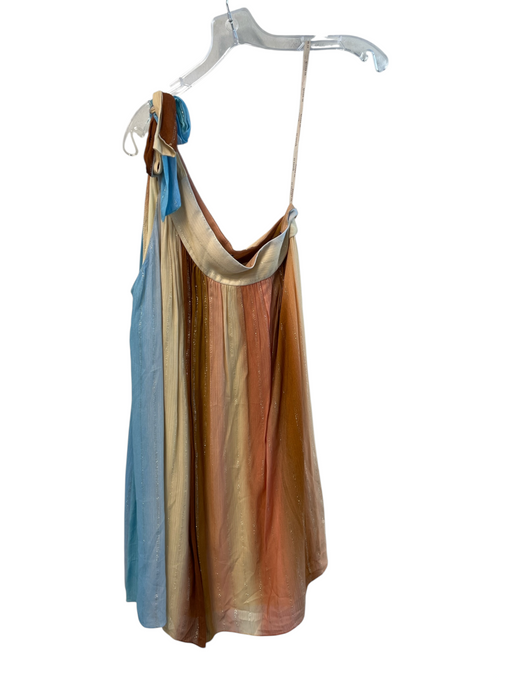 Dress to Size P/S Orange, blue & yellow Viscose Lined Metallic Thread Dress Orange, blue & yellow / P/S