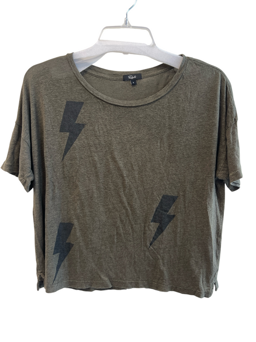 Rails Size Small Green Linen Blend Short Sleeve Lightning Bolt Round Neck Top Green / Small