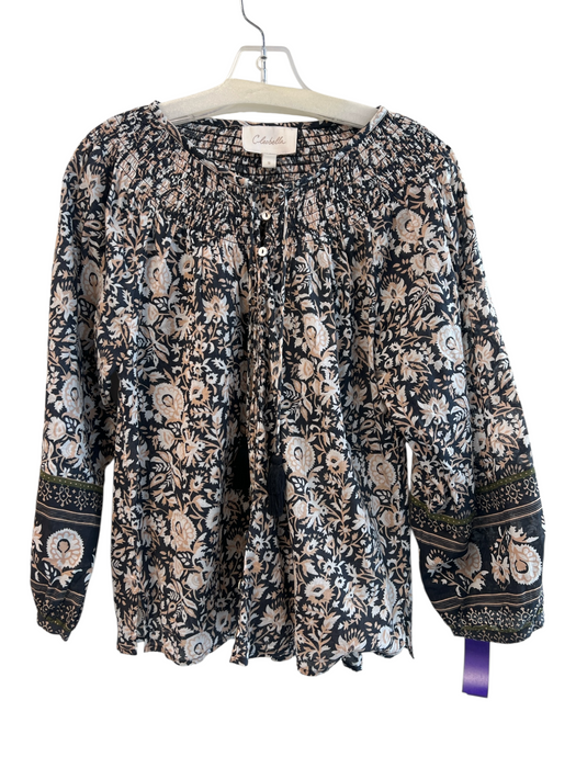 Cleobella Size Small Black, Tan & White Organic Cotton Long Sleeve Top Black, Tan & White / Small