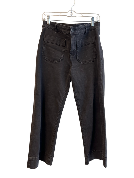 Sanctuary Size 28 Black Cotton Blend 4 Pocket Zip Fly Wide Leg Jeans Black / 28