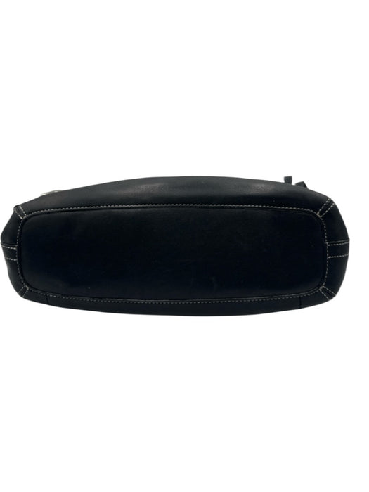 Coach Black Leather adjustable shoulder Tassle Chain Zipper Bag Black / Small