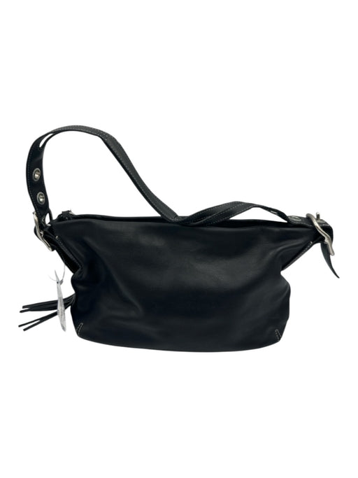 Coach Black Leather adjustable shoulder Tassle Chain Zipper Bag Black / Small