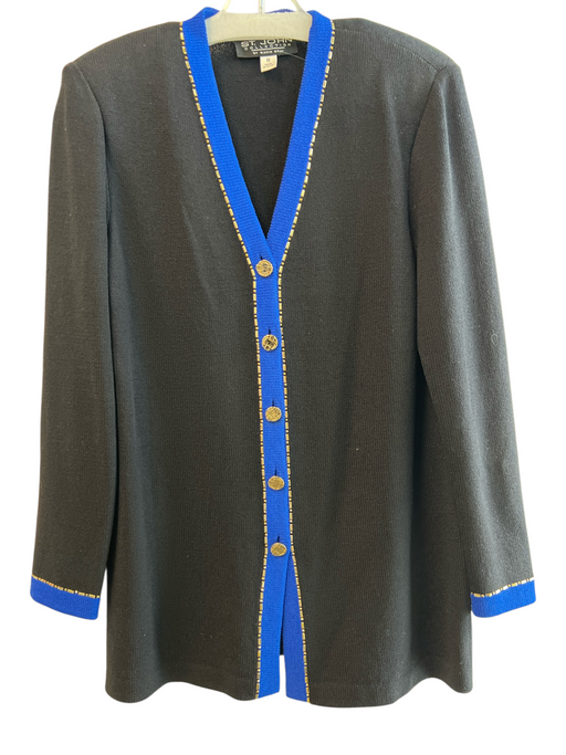 St John Collection Size 6 Black & Blue No Fabric Tag Long Sleeve Knit Top Black & Blue / 6