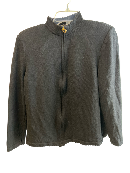St John Basics Size 8 Black No Fabric Tag Long Sleeve Knit high neck Top Black / 8